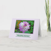 ピンクと白のダリア/お誕生日おめでとう、友達 カード (正面)