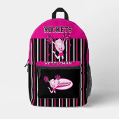 ピンクと白のチアリーストライプダー・ガール プリントバックパック (正面)