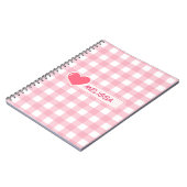 ピンクと白のチェッカーボードパターン ノートブック (左側)