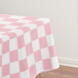 ピンクと白のチェック市松模様にコットンダイニング テーブルクロス