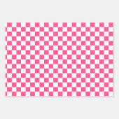 ピンクと白のチェック柄プリント ラッピングペーパーシート (正面)