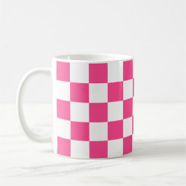 ピンクと白のチェック柄 コーヒーマグカップ