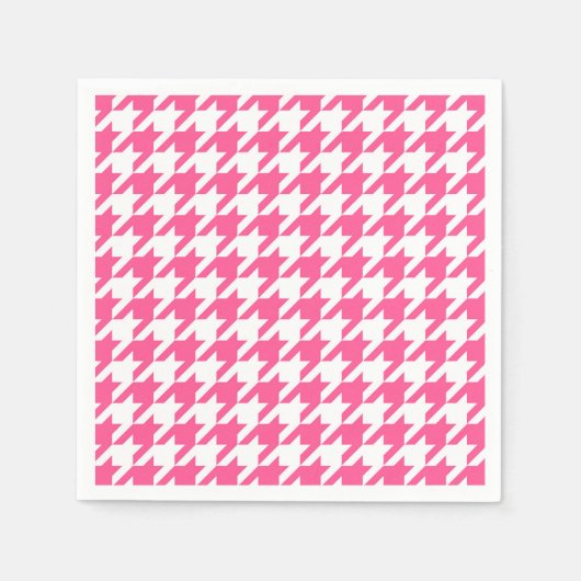 ピンクと白のチェッ千鳥格子のク スタンダードカクテルナプキン (正面)