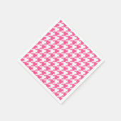 ピンクと白のチェッ千鳥格子のク スタンダードカクテルナプキン (角)