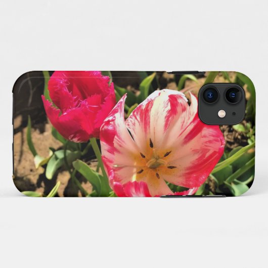 ピンクと白のチューリップの内側 Case-Mate iPhoneケース (裏面(横))