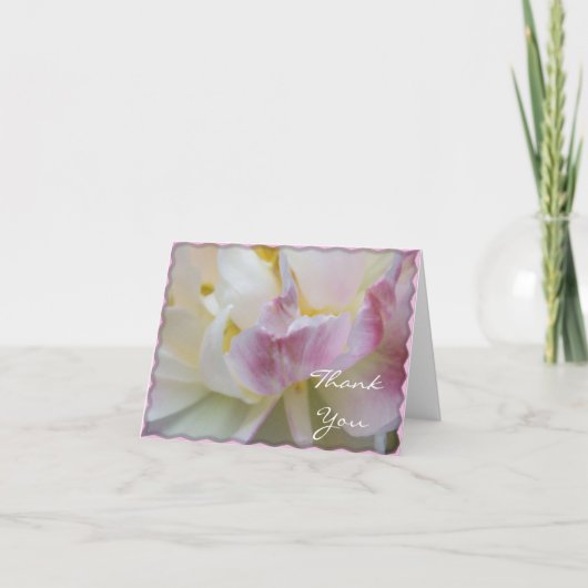ピンクと白のチューリップの花ありがとう サンキューカード (正面)