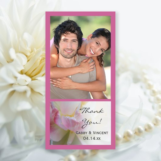 ピンクと白のチューリップ結婚の花ありがとう サンキューカード