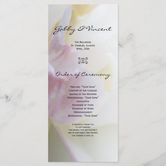 ピンクと白のチューリップ花春の結婚式プログラム プログラム (正面)