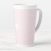ピンクと白のチューリングパターン カフェラテマグ (右アングル)