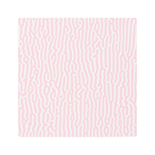 ピンクと白のチューリングパターン メタルプリント (正面)