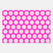 ピンクと白のデイジーの花 ラッピングペーパーシート (正面2)