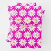 ピンクと白のデイジーの花 ラッピングペーパーシート (インサイチュ)