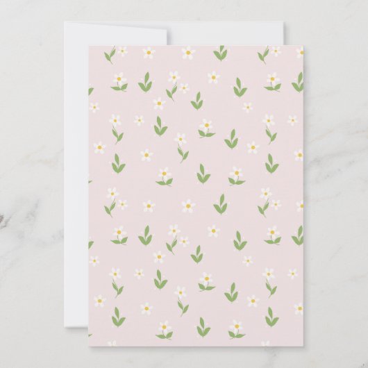 ピンクと白のデイジーの赤ちゃんシャワー 招待状 (裏面)