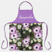 ピンクと白のデイジーデイジー花フローラ エプロン (正面)