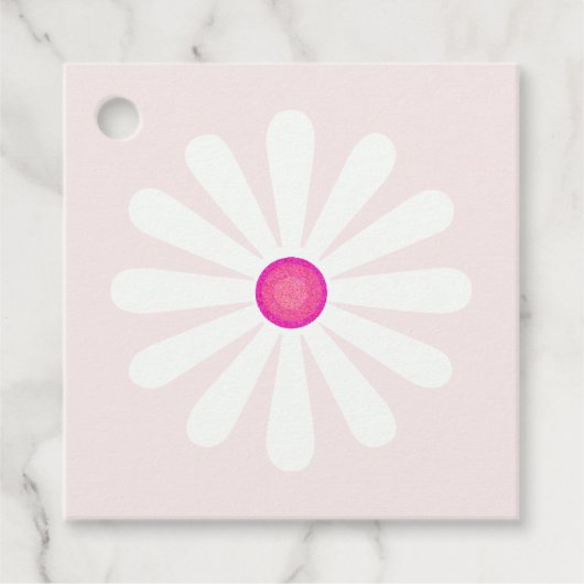 ピンクと白のデイジー花 フェイバータグ (正面)