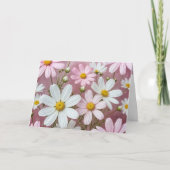 ピンクと白のデイジー誕生日 カード (正面)