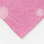 ピンクと白のデイジー フリースブランケット (角)