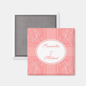 ピンクと白のデザイン マグネット (正面/裏面)