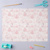 ピンクと白のトナカイと木のクリスマス 薄葉紙 (クラフト)