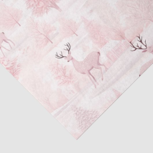 ピンクと白のトナカイと木のクリスマス 薄葉紙 (詳細)