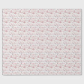 ピンクと白のトナカイの木のクリスマス ラッピングペーパー (フラット)