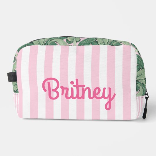 ピンクと白のトロピカルストライプピカル |パーソナライズされた | ドップキット (正面)