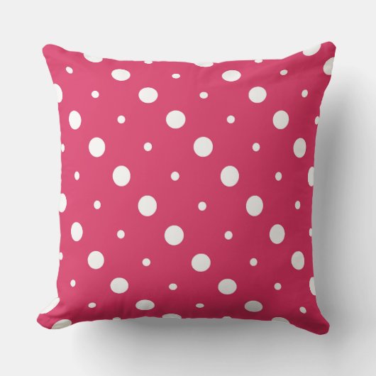 ピンクと白のドット クッション (正面)