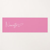 ピンクと白のナマステスクリプトハートリバーシブル ヨガマット (正面(横))