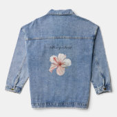 ピンクと白のハイビスカスの花 デニムジャケット (裏面)