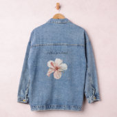 ピンクと白のハイビスカスの花 デニムジャケット (ハンガー)