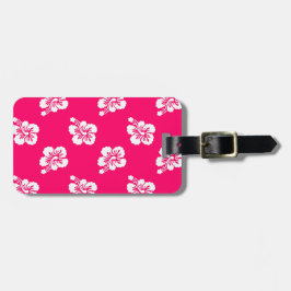 ピンクと白のハイビスカスフローラ ラゲッジタグ