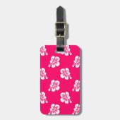 ピンクと白のハイビスカスフローラ ラゲッジタグ (正面縦)