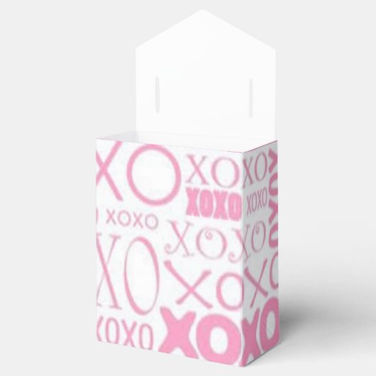 ピンクと白のハグとキスパターンの好意ボックス フェイバーボックス (オープン)
