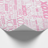 ピンクと白のハグ&キスパターンラッピング紙 ラッピングペーパー (角)