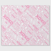 ピンクと白のハグ&キスパターンラッピング紙 ラッピングペーパー (フラット)