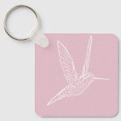 ピンクと白のハチドリ キーホルダー (正面)