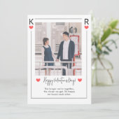 ピンクと白のハッピー バレンタインデー ホリデー カード (スタンド正面)