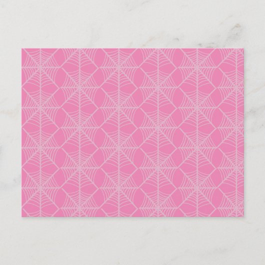 ピンクと白のハロウィーンスパイダーウェブ ポストカード (正面)