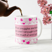 ピンクと白のハートかわいい犬あなたが大好き コーヒーマグカップ