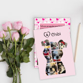 ピンクと白のハートかわいい犬のバレンタインデー シーズンカード