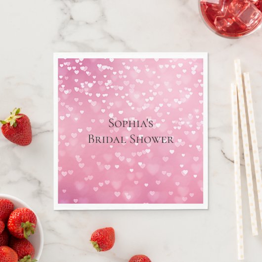 ピンクと白のハートの誕生日 スタンダードランチョンナプキン (インサイチュ)