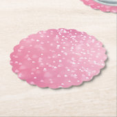 ピンクと白のハートの誕生日 ペーパーコースター (アングル)
