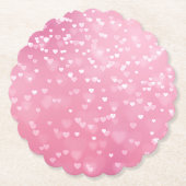 ピンクと白のハートの誕生日 ペーパーコースター (正面)