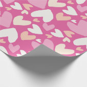 ピンクと白のハートバレンタインラッピング紙 ラッピングペーパー (角)