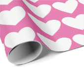 ピンクと白のハートバレンタインラッピング紙 ラッピングペーパー (ロールコーナー)