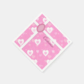 ピンクと白のハートパターンのナプキン スタンダードカクテルナプキン (角)