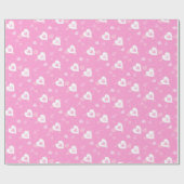 ピンクと白のハートパターンのラッピング紙 ラッピングペーパー (フラット)