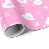 ピンクと白のハートパターンのラッピング紙 ラッピングペーパー (ロールコーナー)