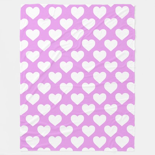 ピンクと白のハートパターン フリースブランケット (正面)