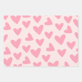 ピンクと白のハートパターン ラッピングペーパーシート (正面2)